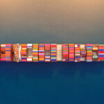 Container ship on the sea